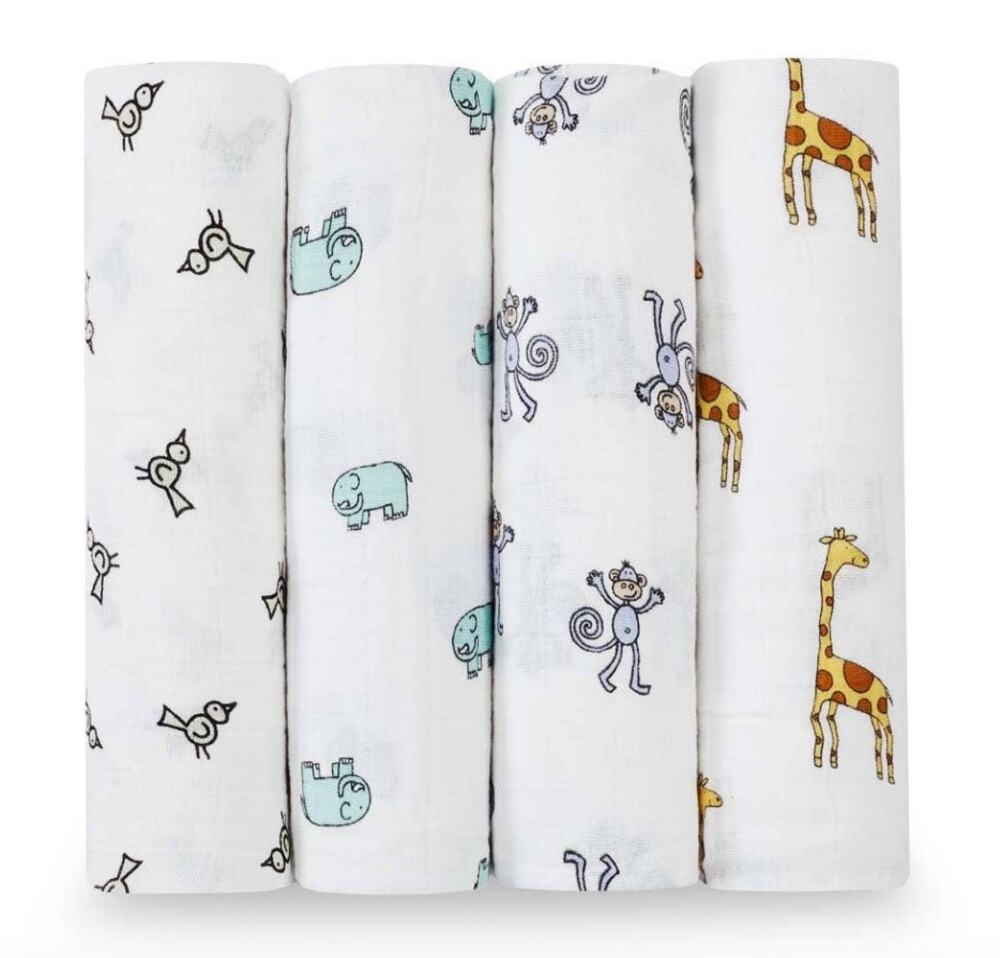 NEW! Aden + Anais Classic Cotton Muslim Swaddle Blankets (4 PACK)